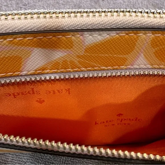 kate spade New York NWT gorgeous and fun Staci Orange Toss Medium L-Zip Wristlet - Picture 7 of 13